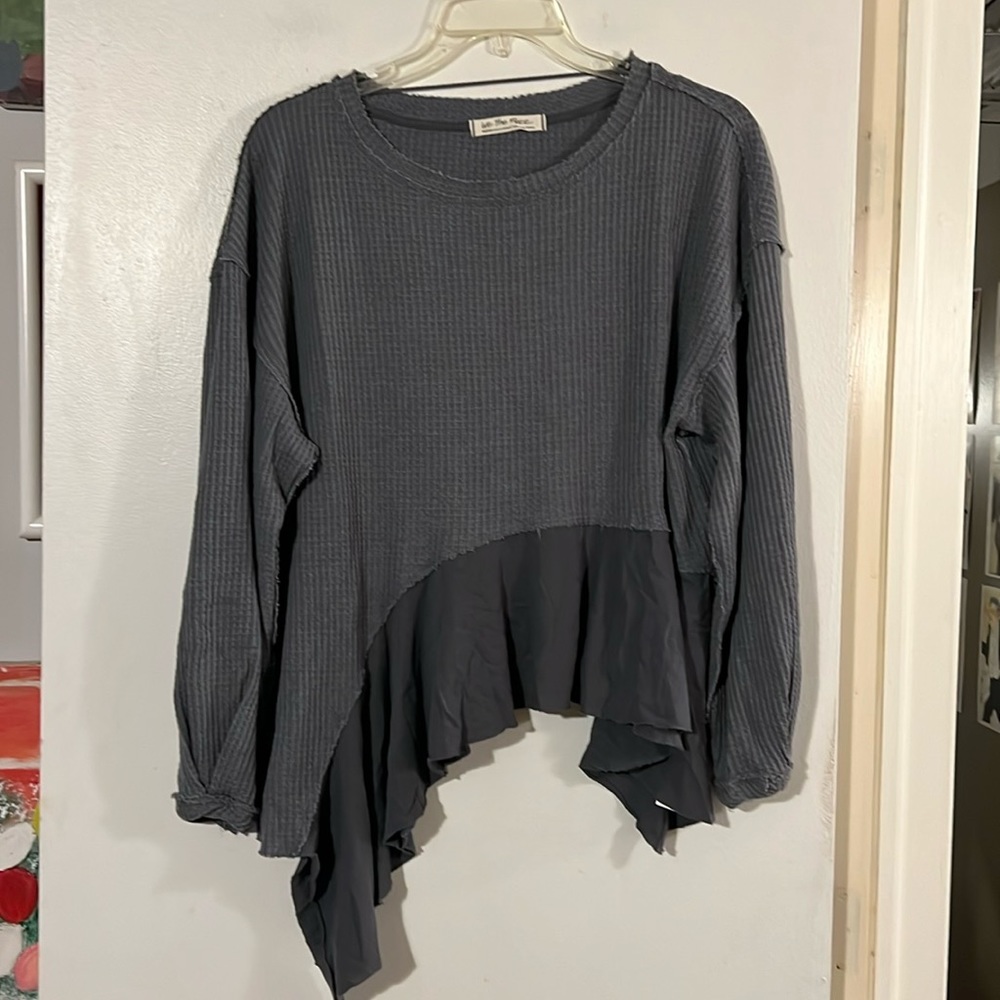 We the Free gray asymmetrical top